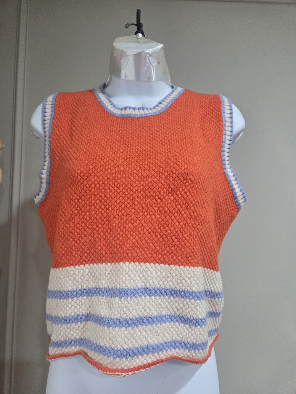 THML Orange Striped Knit Sleeveless Sweater sz.M